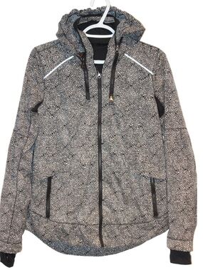 Women's Hooded Black & White Patterned Jacket